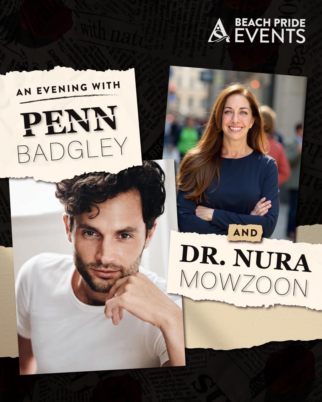 flier for AEW Penn Badgley